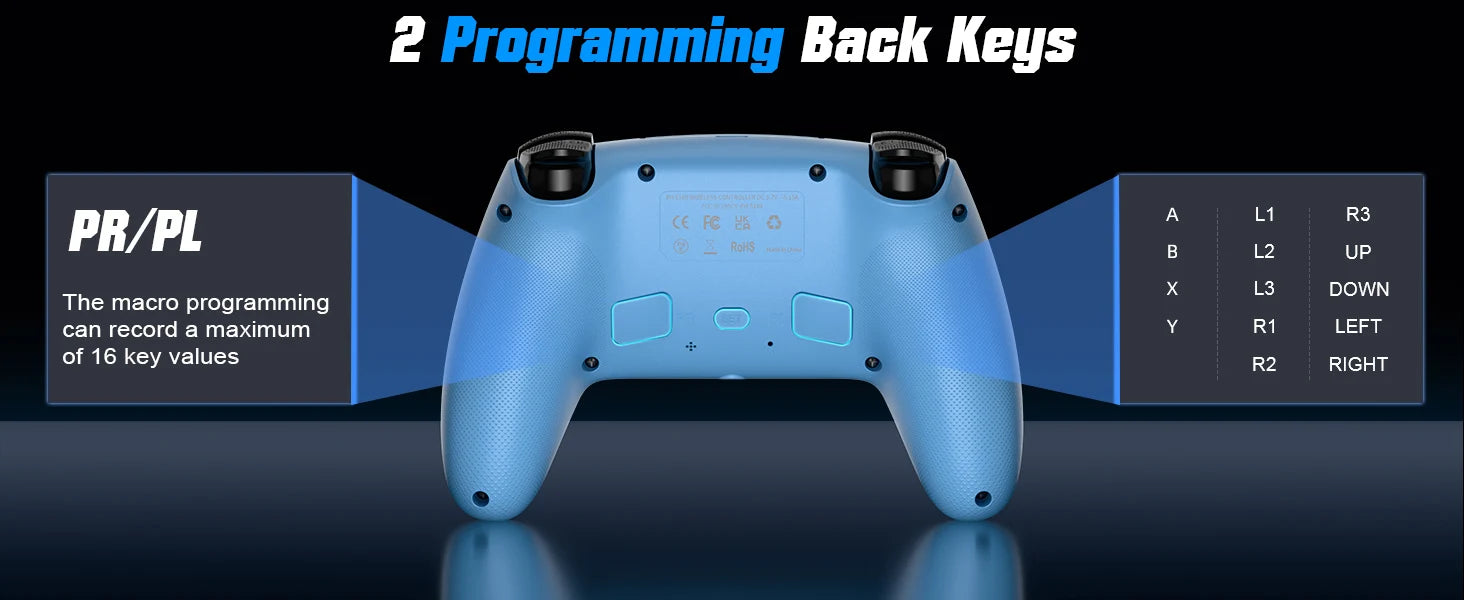 Controller for PS5/Playstion 5 Pro/Slim/PC Wireless Gamepad Hall Effect Trigger RGB Turbo Vibration Programmable Button Joystick