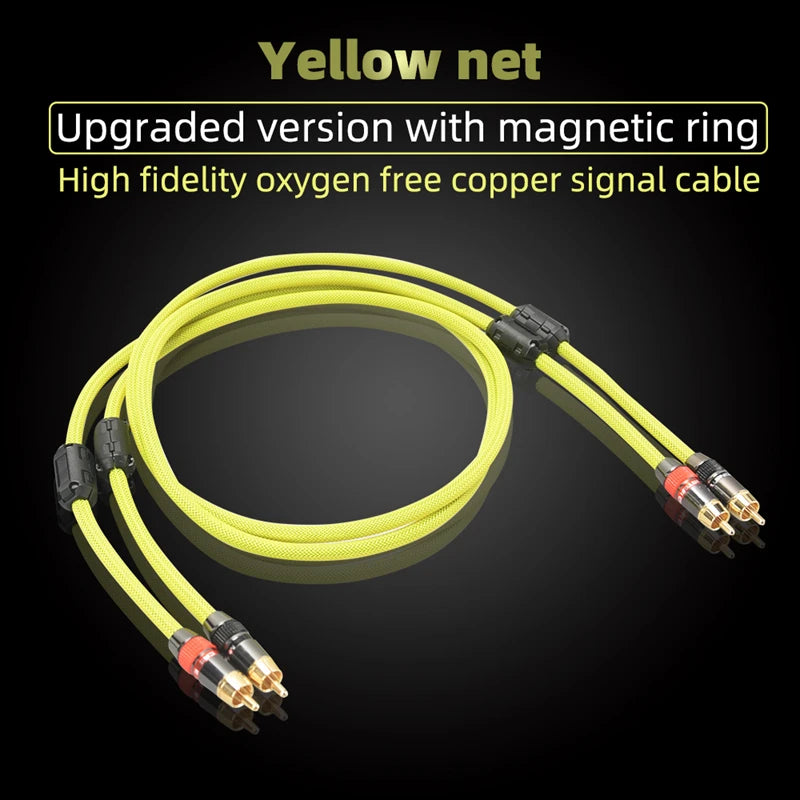 Hi-Fi 2RCA to 2RCA Audio Cable – High Quality 4N OFC, Male-to-Male RCA Cable, Independent Main-Core Shielding, One Pair