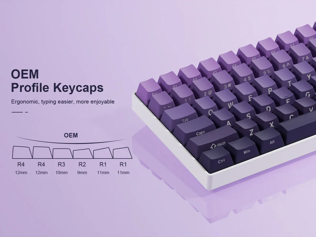 136 Keys Side-Printed PBT Keycaps – Gradient Purple, Double-Shot Shine-Through, OEM Profile, for Gateron MX Switches