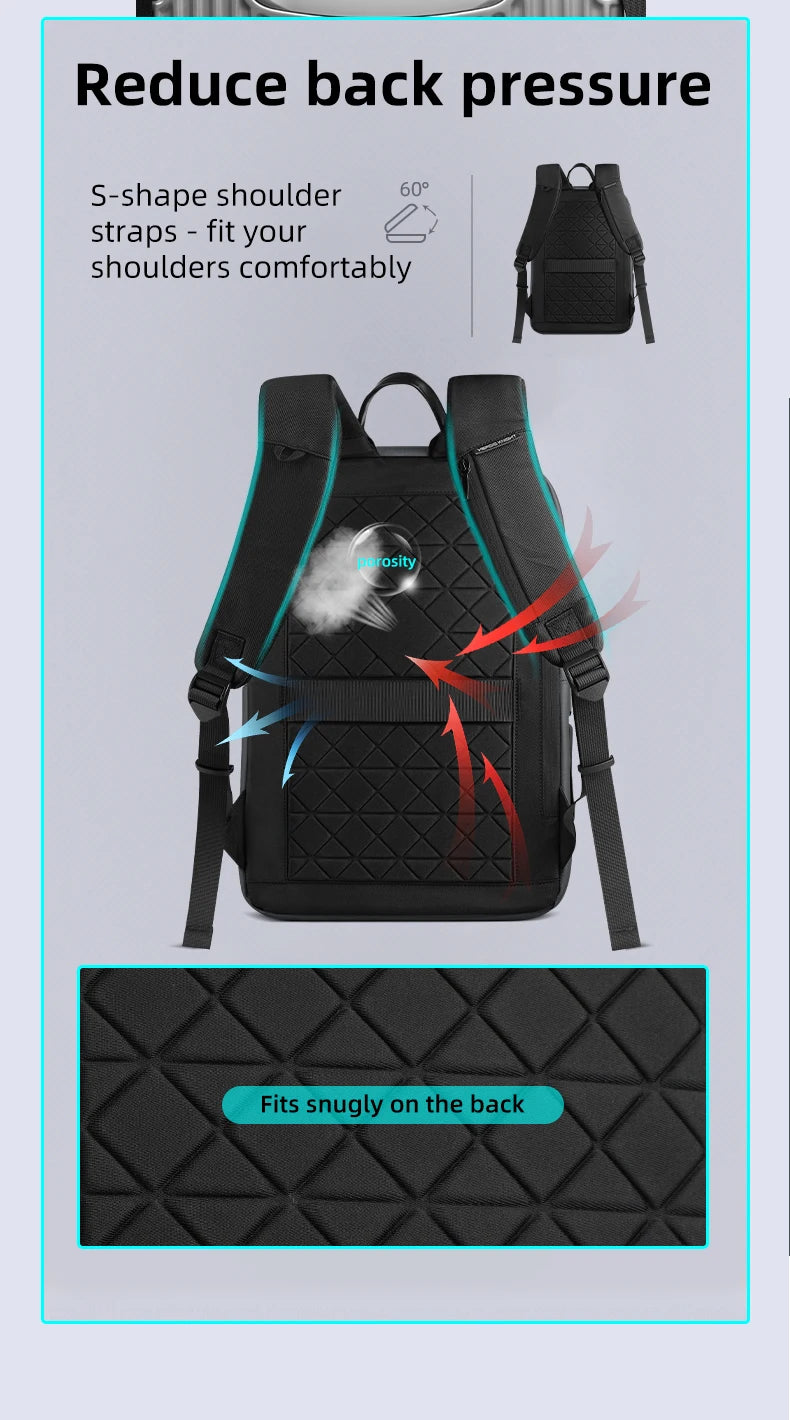 HcanKcan Men's Waterproof Business Backpack - 15.6 Inch Laptop Bag with Large Capacity for Travel, Work & School