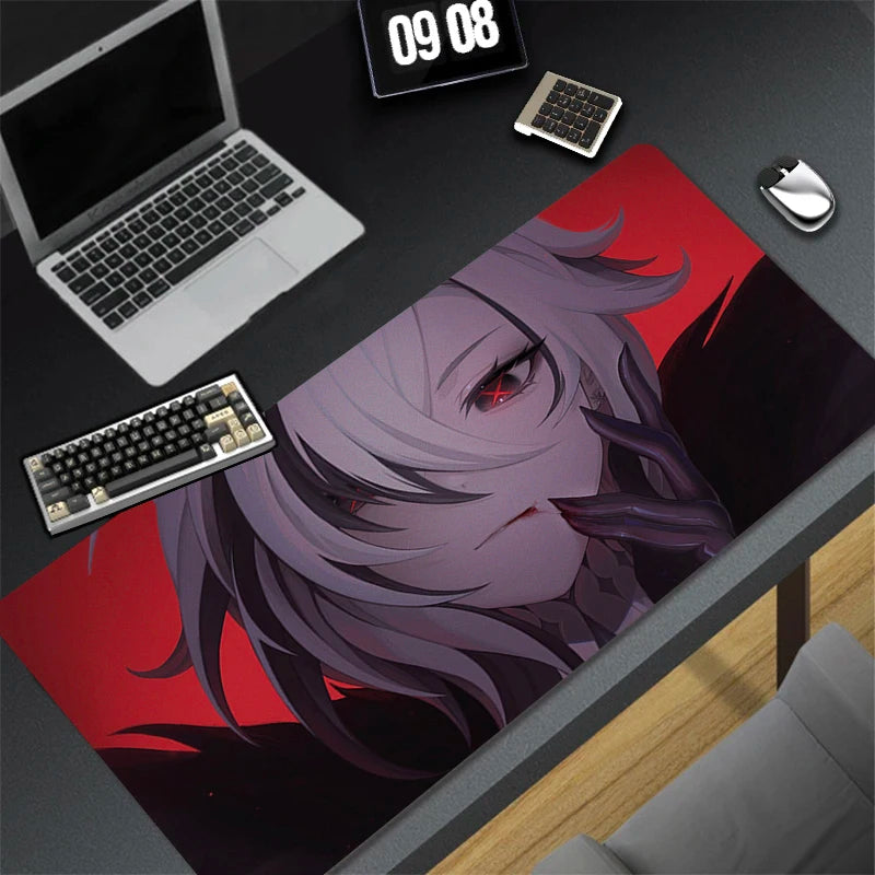 Genshin Impact Arlecchino Mouse Pad Anime Cartoon Girl Keyboard Rug PC Gaming Accessories Mousepad Laptop Speed Desk Mat Carpet