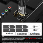 8K HDMI 2.1 Cable – 48Gbps Ultra High-Speed, 4K@120Hz / 8K@60Hz, eARC/ARC, HDCP for PC, Laptop, Projector, HDTV, PS5 (1m/2m/3m)