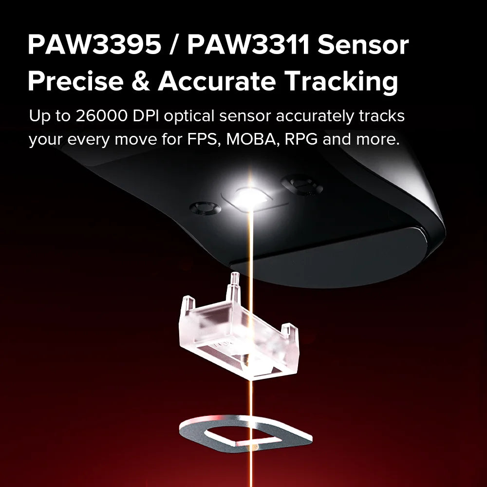 Delux M800 Mini Wireless Gaming Mouse – 46g Ultralight, 2.4G Wireless, RGB, Honeycomb Design, PAW3395/PAW3311, 1KHz Polling, for Small–Medium Hands