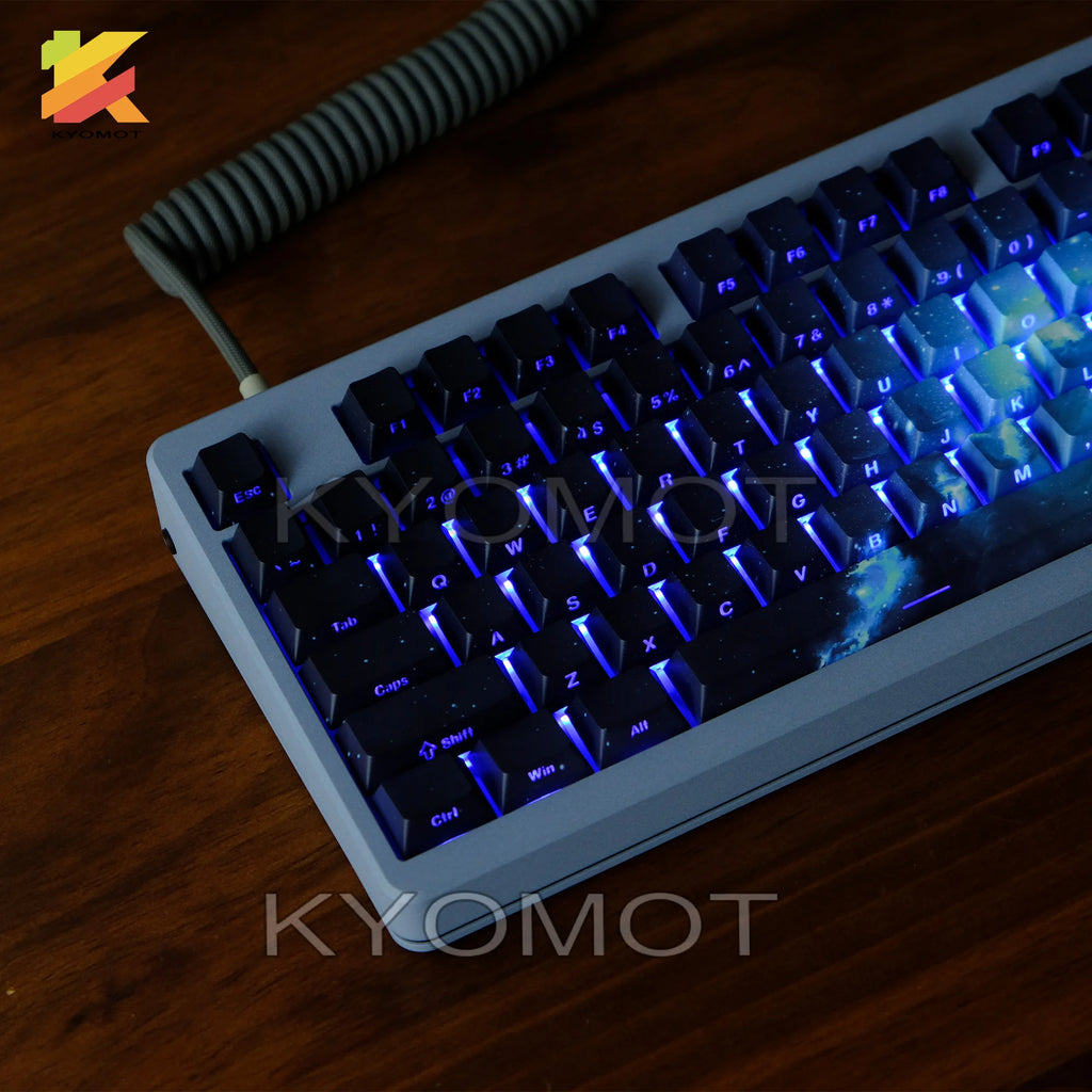 135 Keys Star Sky Theme PBT Double Shot Keycaps Side Print Shine Through Cherry Profile Keycaps for DIY Mechanical Keyboard Caps
