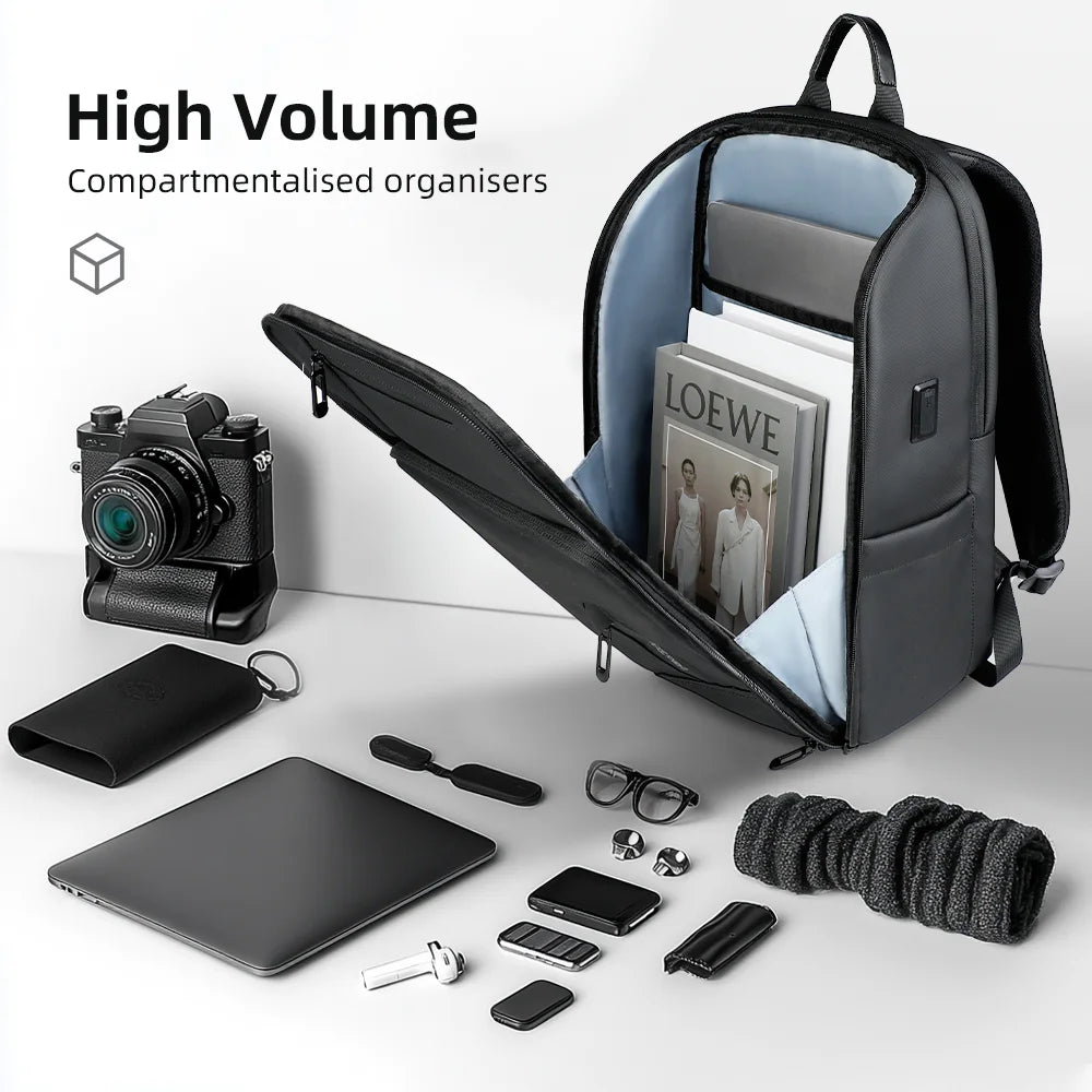 HcanKcan Men's Waterproof Business Backpack - 15.6 Inch Laptop Bag with Large Capacity for Travel, Work & School