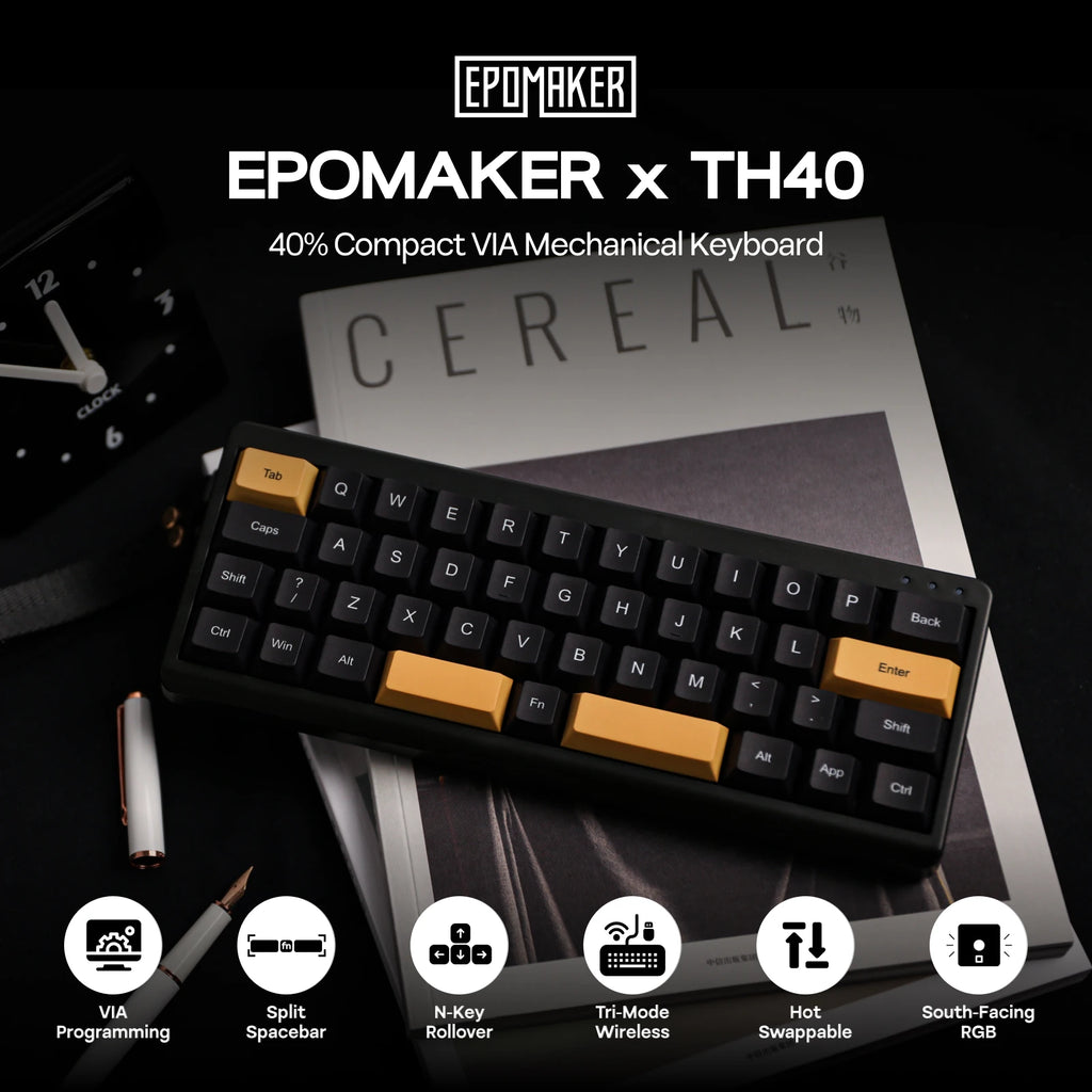 EPOMAKER TH40 Mechanical Keyboard – 40% Layout, QMK/VIA, Hot-Swap, Gasket-Mounted, Wired / Bluetooth / 2.4G Wireless