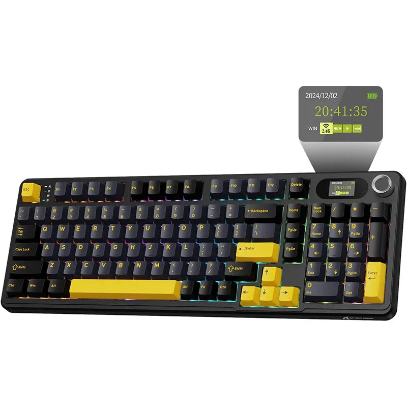 ATTACK SHARK X98 RGB Wireless Mechanical Keyboard – LED Smart Display & Knob, Hot-Swappable, Pre-Lubed Linear Switches