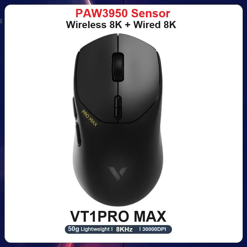Rapoo VT1 PRO / VT1 PRO MAX Wireless Gaming Mouse – 8KHz Polling Rate, 26,000 DPI, Optical Sensor, for Small & Medium Hands