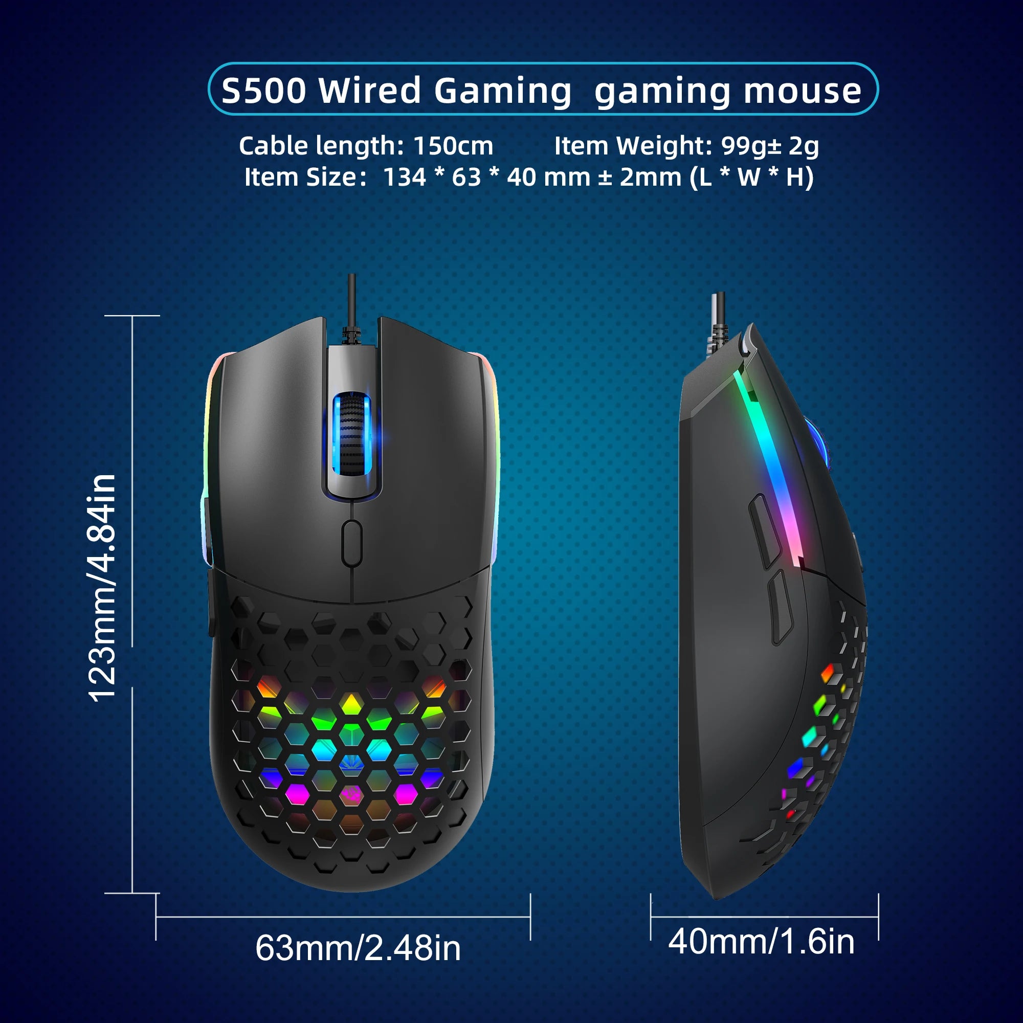 HXSJ S500 Optical Gaming Mouse – Lightweight Ergonomic Design, Wired USB, Plug & Play, for Laptop & Desktop PC