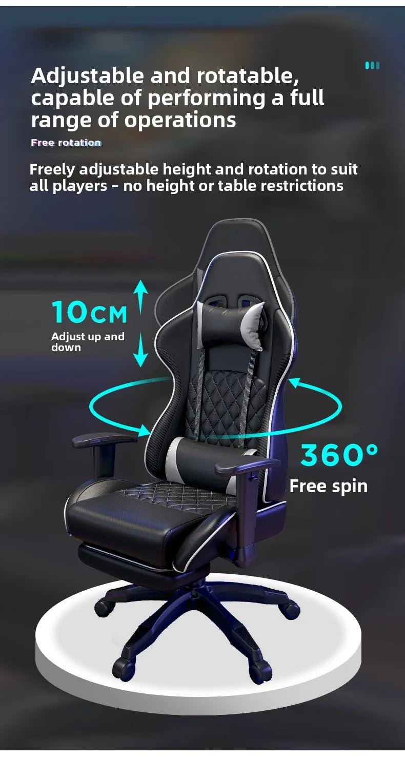 Gaming Chair - Adjustable 90-125°, Lift Mechanism, Footrest, Ergonomic Backrest for Home Office