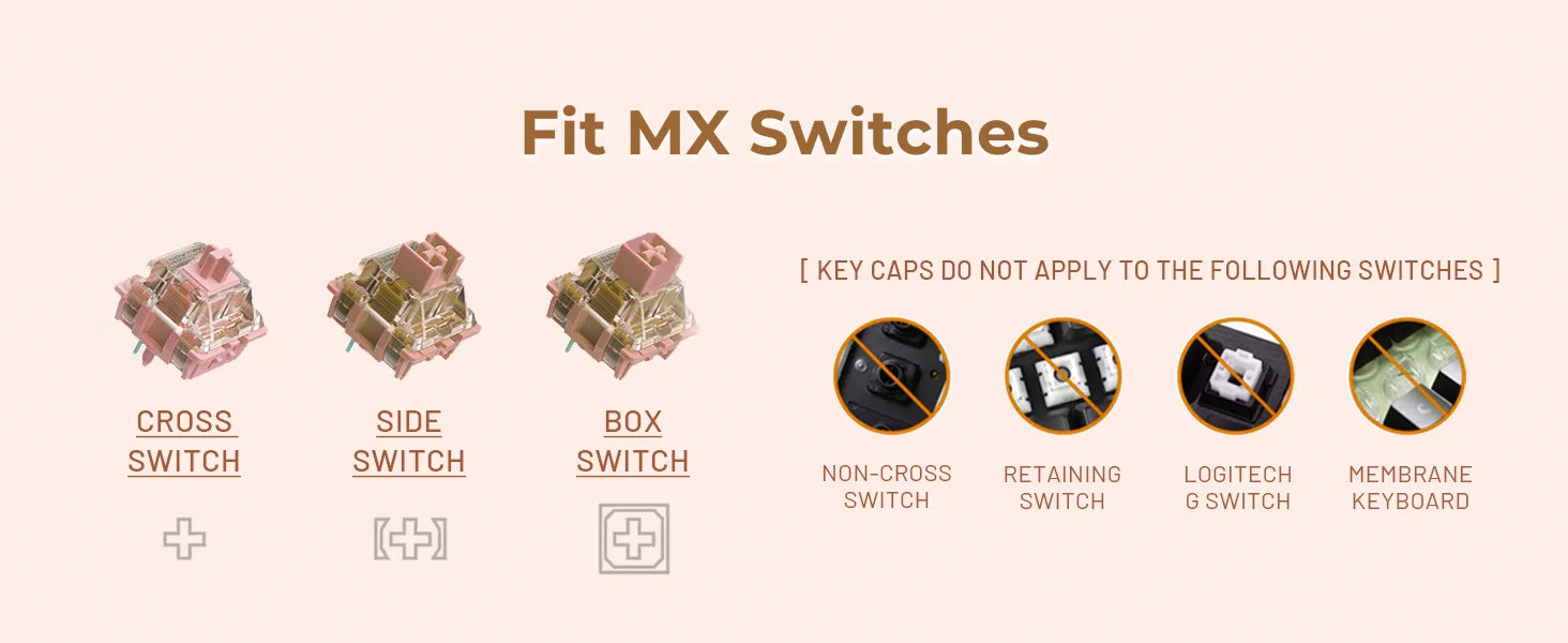 XVX Brown MOA Keycaps – Chinese Style PBT, 140 Keys, Thermal Sublimation, Cherry MX Mechanical Keyboard Keycaps Accessories