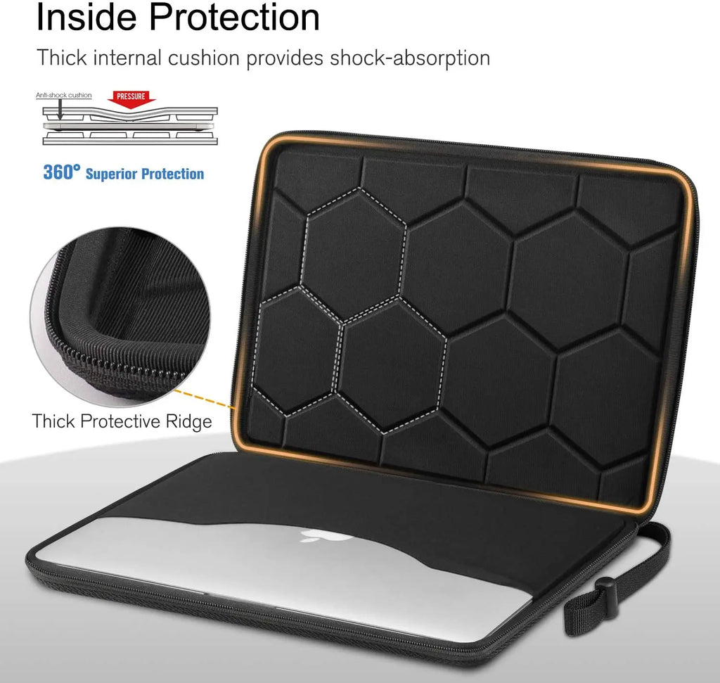 13-15.6 inch Laptop Sleeve Bag - Shockproof Waterproof EVA Protective Carrying Case with Straps