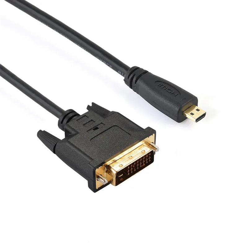 1M / 1.8M Micro HDMI to DVI-D 24+1 Cable – 3D 1080P Adapter for LCD, DVD, HDTV, XBOX, PS3, Monitor & TV