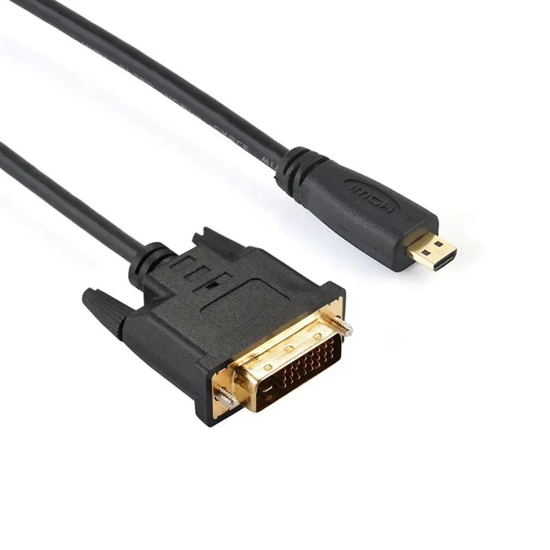 1M / 1.8M Micro HDMI to DVI-D 24+1 Cable – 3D 1080P Adapter for LCD, DVD, HDTV, XBOX, PS3, Monitor & TV