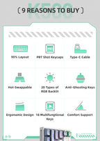 MACHENIKE K500-B94 Mechanical Keyboard – 94 Keys (90%), Wired Gaming Keyboard, Hot-Swappable, RGB Backlight, for PC & Laptop