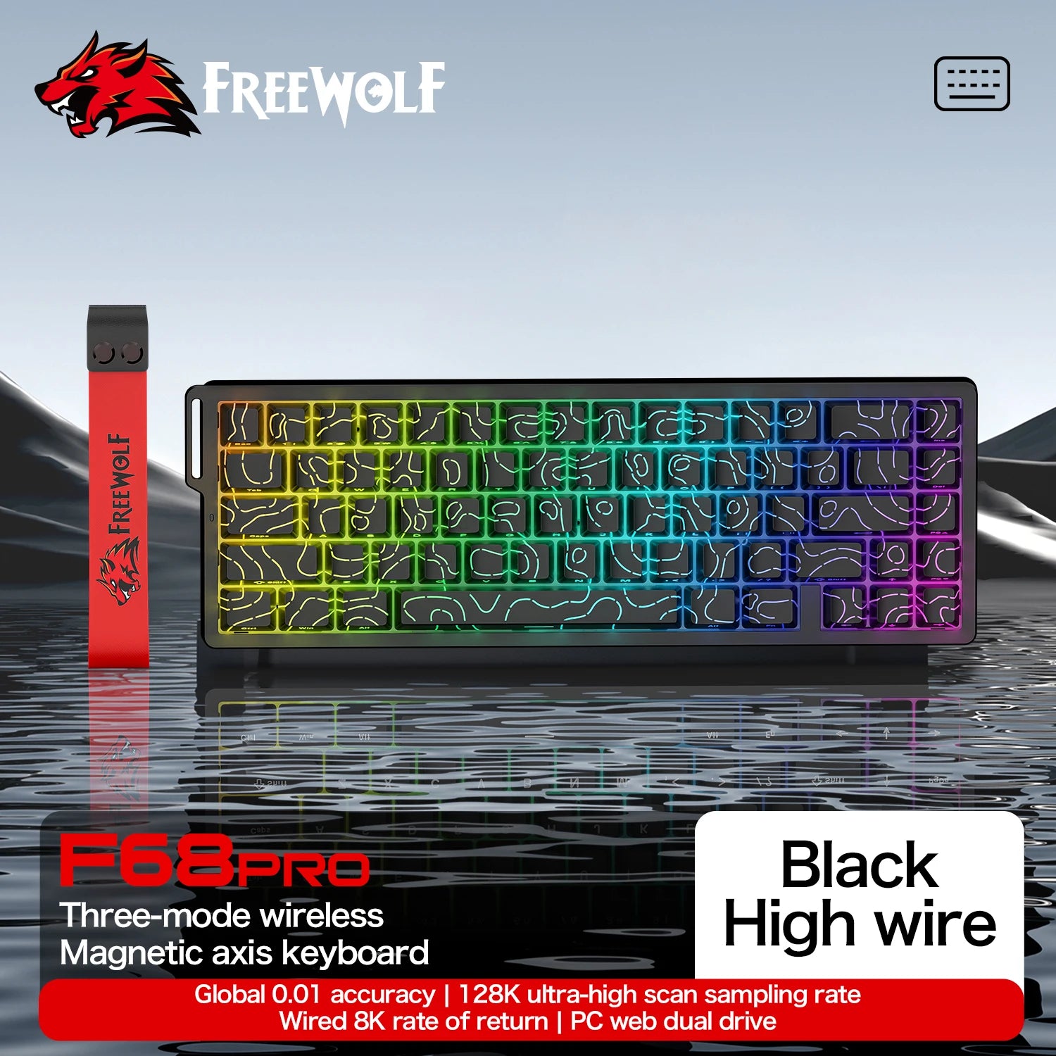 Magnetic Switch Gaming Keyboard – Attack Shark X68HE / FreeWolf F68 / F68 Pro, 8K Wired / 1K Wireless, RGB, Rapid Trigger, Hall Effect