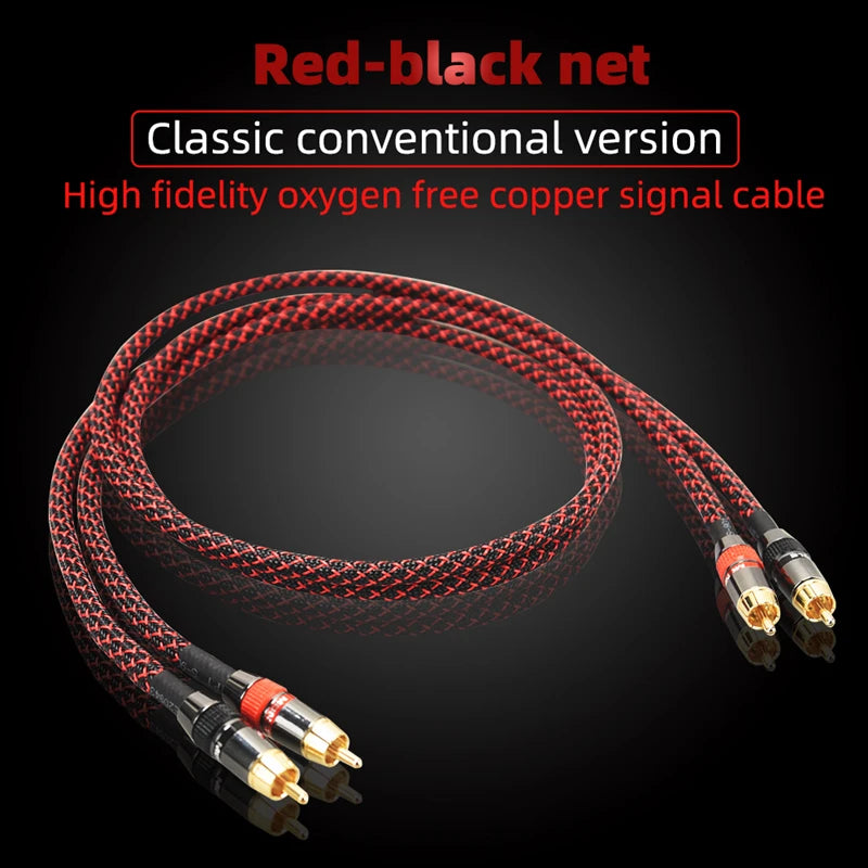 Hi-Fi 2RCA to 2RCA Audio Cable – High Quality 4N OFC, Male-to-Male RCA Cable, Independent Main-Core Shielding, One Pair
