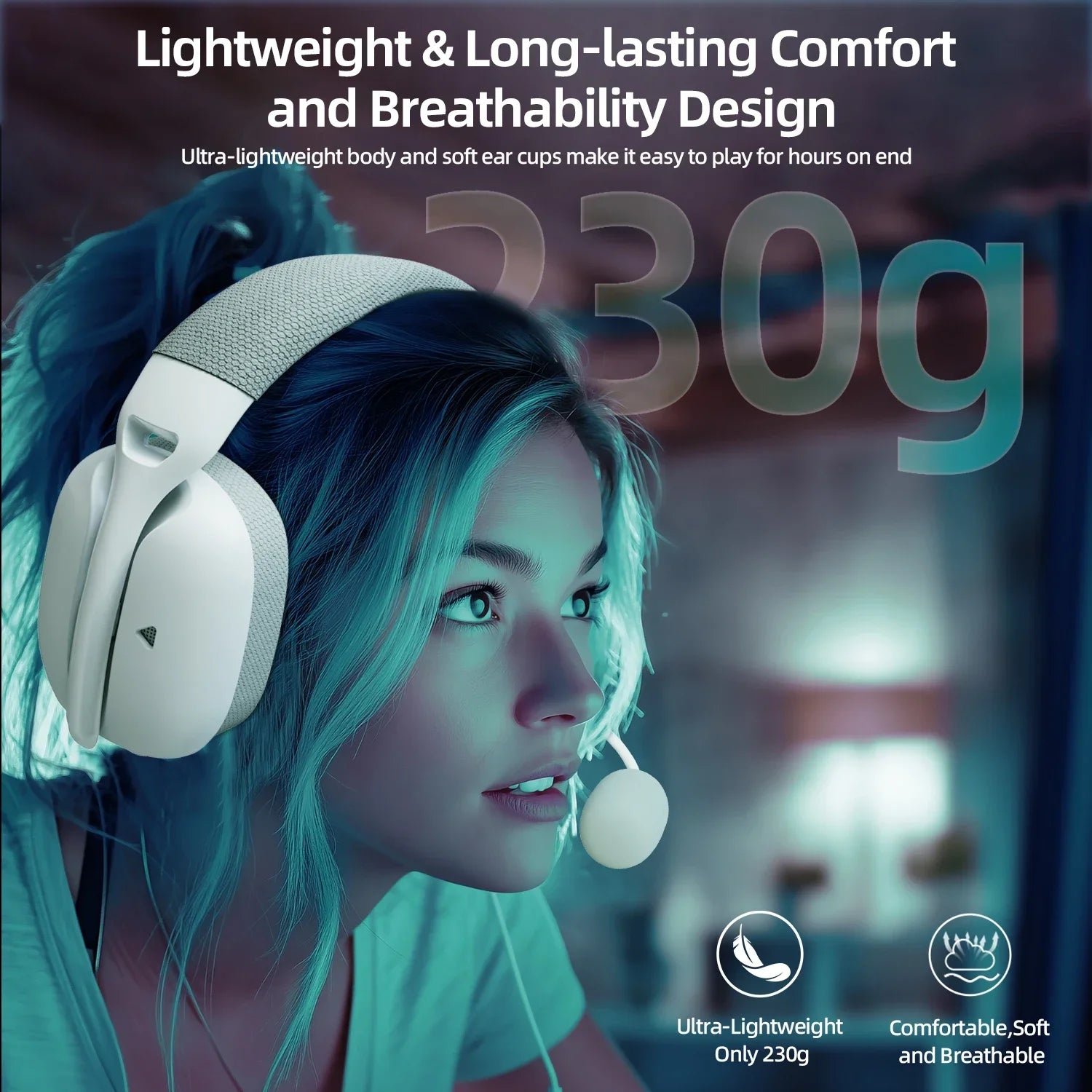 ATTACK SHARK L80PRO Wireless Gaming Headset – 2.4G/BT/Wired, Ultra-Light, 40mm Drivers