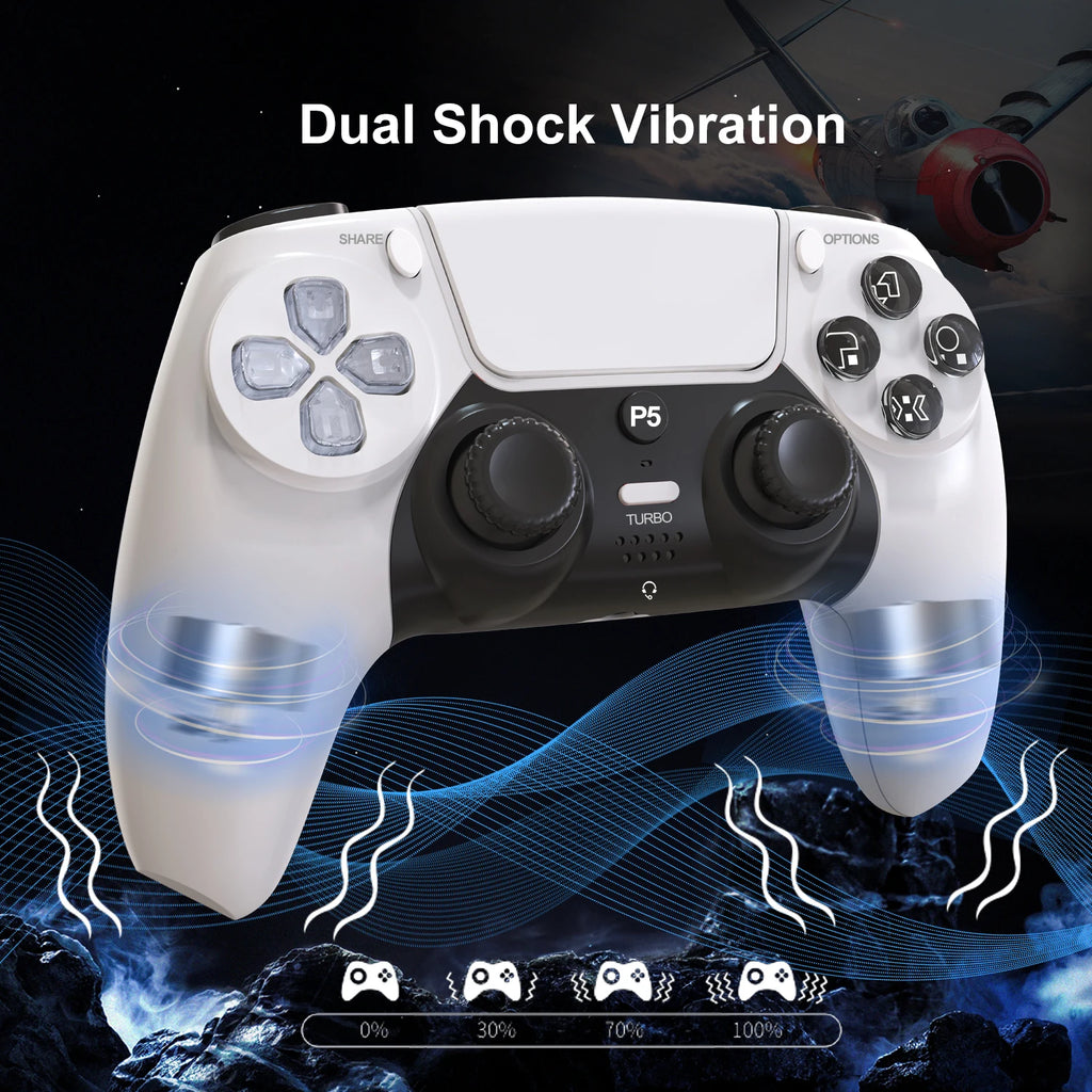 GAMINJA P50A Wireless Game Controller For PS5/PC Transparent Crystal buttons Six Axis Gyroscope With Touchpad Ergonomic