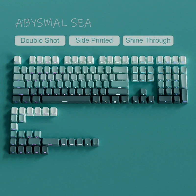 133 Keys Side-Print Shine-Through Keycap Set – Double-Shot PBT, Cherry Profile, for MX Switch Mechanical Gaming Keyboard