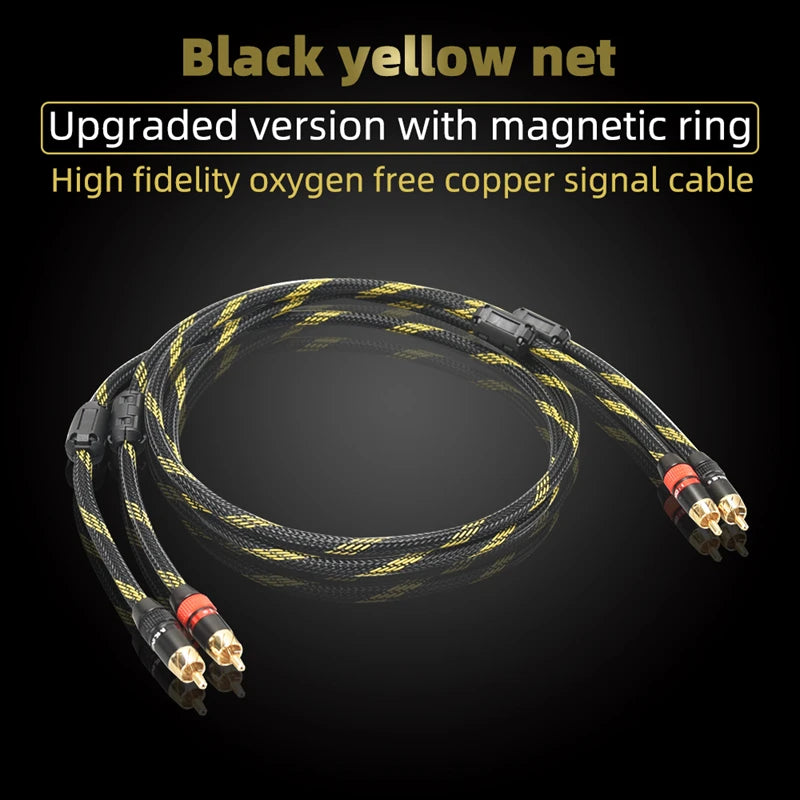 Hi-Fi 2RCA to 2RCA Audio Cable – High Quality 4N OFC, Male-to-Male RCA Cable, Independent Main-Core Shielding, One Pair