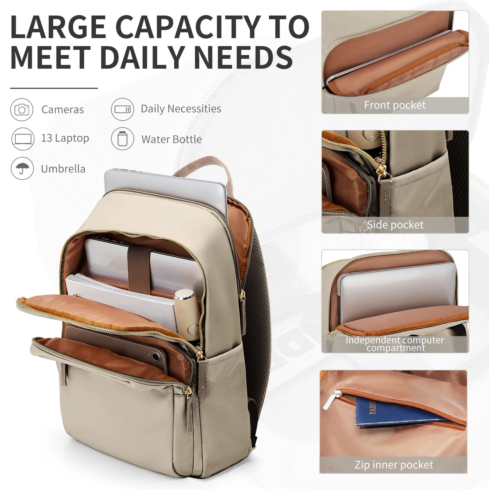 Large Capacity Laptop Backpack - Women's Travel & Business Backpack for School, Office & Daily Use