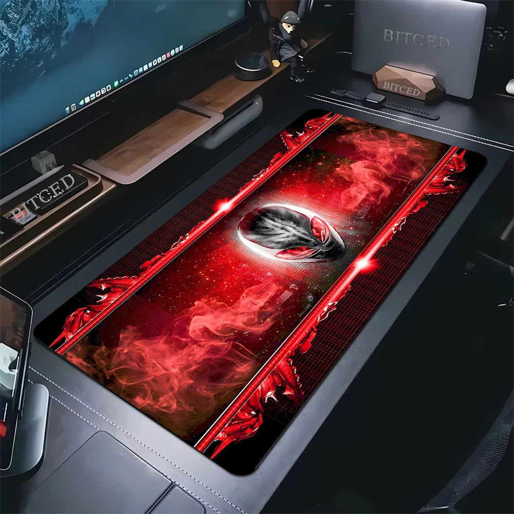 Gamer Desk Mats Alienware Animation PC Gaming Mouse Pad Keyboard Pads Lockrand Mousepad for PC Mouse Carpet 90x40cm