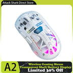 FreeWolf A2 Transparent RGB Wireless Gaming Mouse – Battery Display, Bluetooth & 2.4G, PixArt PAW3212 Sensor
