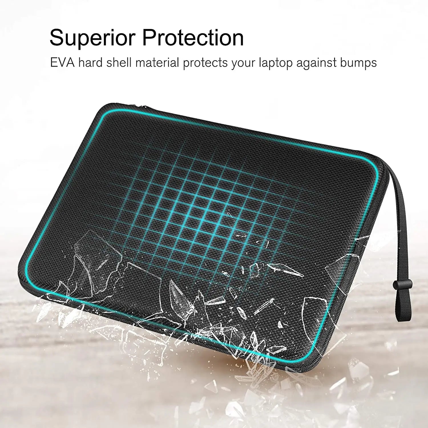 13-15.6 inch Laptop Sleeve Bag - Shockproof Waterproof EVA Protective Carrying Case with Straps
