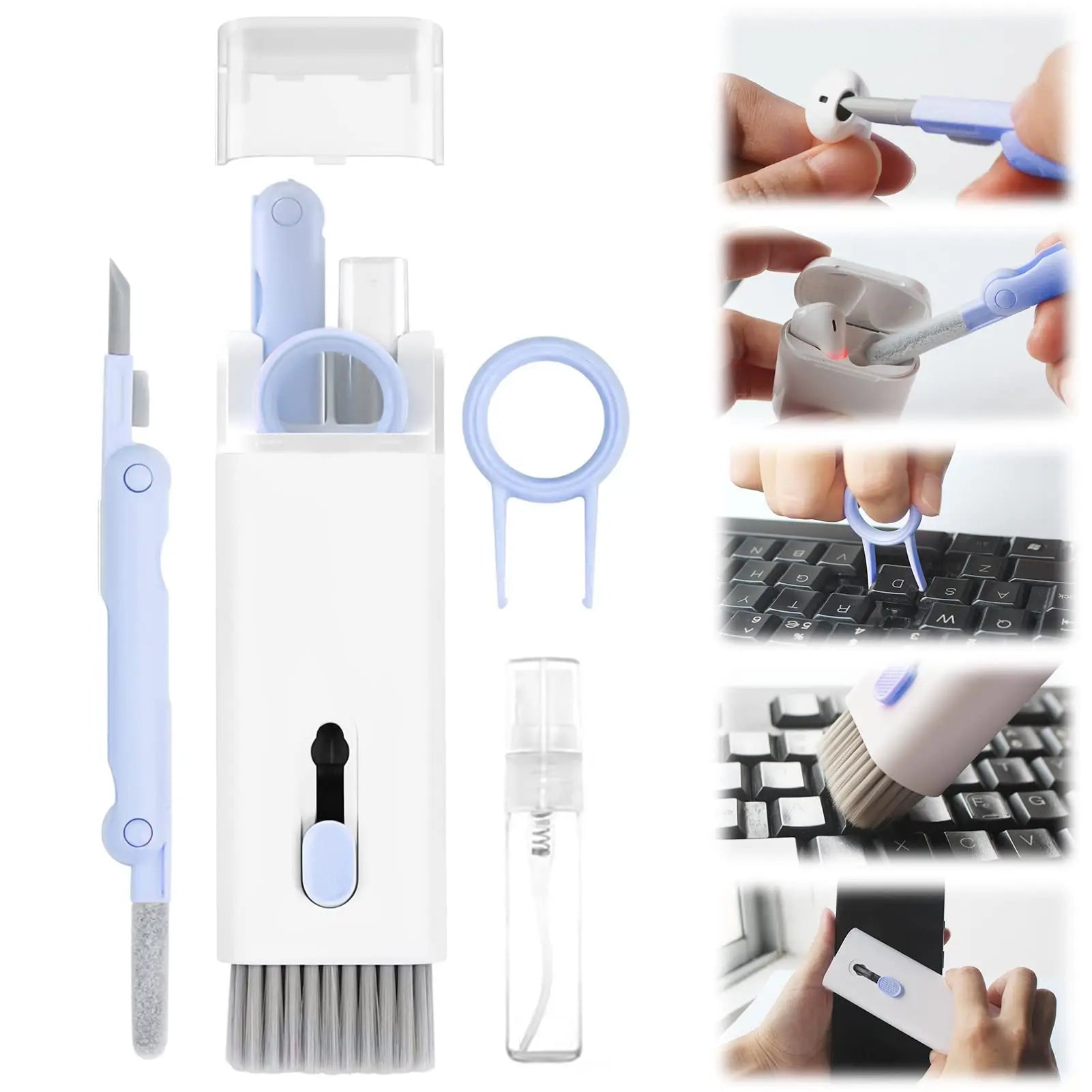 5 in 1 Keyboard Cleaning Brush Kit Keycap Puller Earbuds Cleaner for Airpods Pro 1 2 3 Bluetooth Earphones Case Cleaning Tools