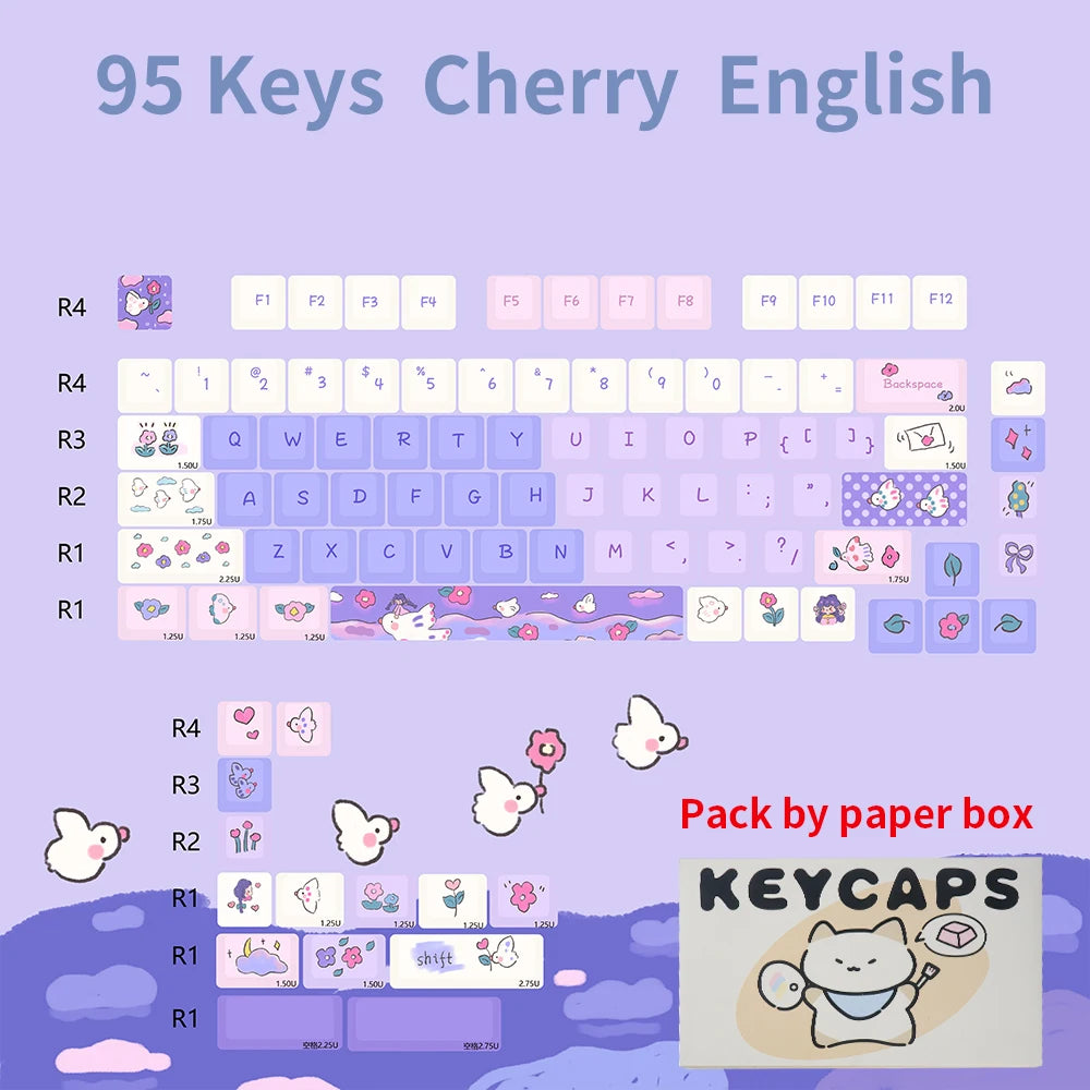 95 Keys Cherry Profile PBT Keycaps – Spark Conference Theme, for Gaming Mechanical Keyboard 61/64/68/75-Key Layouts, AULA F75 Compatible