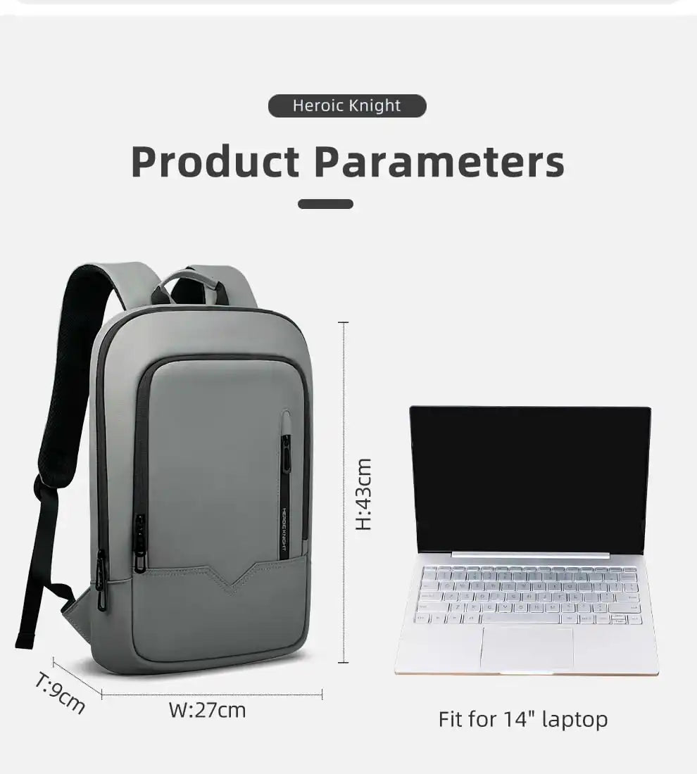 Heroic Knight Business Backpack - 14" Laptop, Waterproof, USB Charging, Multifunctional Travel Backpack
