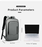 Heroic Knight Business Backpack - 14" Laptop, Waterproof, USB Charging, Multifunctional Travel Backpack