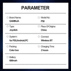 GAMINJA P50A Wireless Game Controller For PS5/PC Transparent Crystal buttons Six Axis Gyroscope With Touchpad Ergonomic