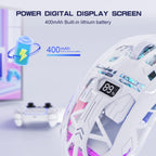 FreeWolf A2 Transparent RGB Wireless Gaming Mouse – Battery Display, Bluetooth & 2.4G, PixArt PAW3212 Sensor