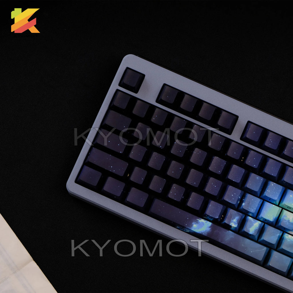 135 Keys Star Sky Theme PBT Double Shot Keycaps Side Print Shine Through Cherry Profile Keycaps for DIY Mechanical Keyboard Caps