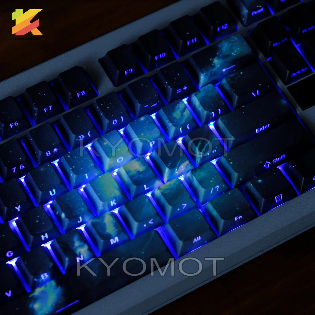 135 Keys Star Sky Theme PBT Double Shot Keycaps Side Print Shine Through Cherry Profile Keycaps for DIY Mechanical Keyboard Caps