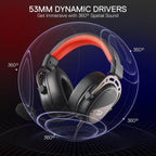 Redragon H730 USB Wired Gaming Headset – 53mm Drivers, 360° Spatial Sound, Detachable Noise-Canceling Mic