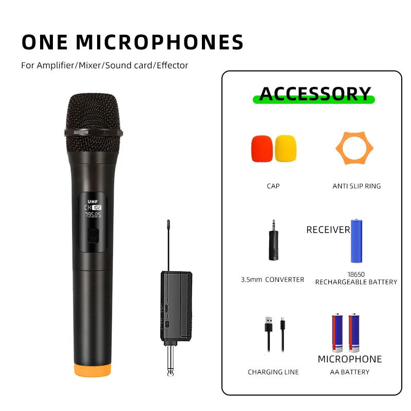 2.4G Wireless Microphone UHF Fixed Frequency 2 Channels Handheld Mic Micphone For Party Karaoke Professional Church Show Meeting