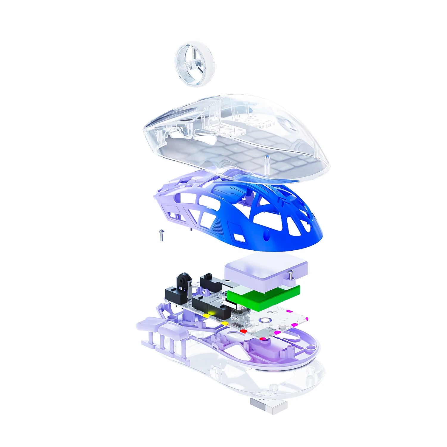 FreeWolf A2 Transparent RGB Wireless Gaming Mouse – Battery Display, Bluetooth & 2.4G, PixArt PAW3212 Sensor