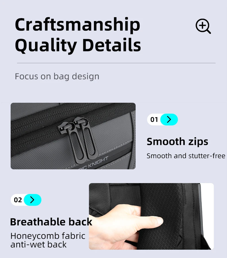 HcanKcan Men's Waterproof Business Backpack - 15.6 Inch Laptop Bag with Large Capacity for Travel, Work & School