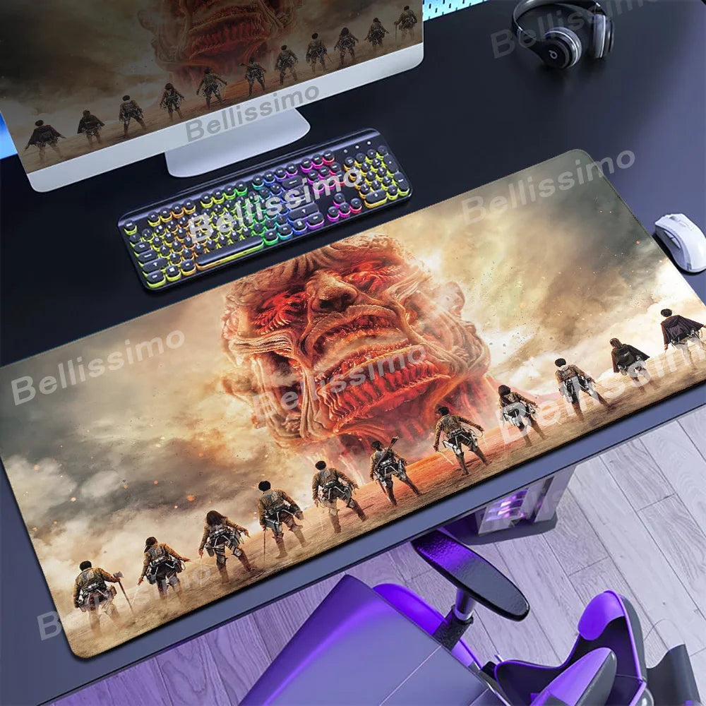 Anime Attack On Titan Mouse Pad Computer Non-slip Gaming Mousepad XXL Locking Edge Game PC Laptop Keyboard Mouse Mat Desk Carpet
