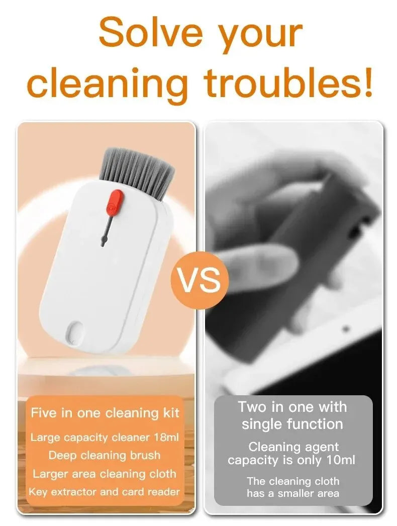 5-in-1 Cleaning Kit Computer Keyboard Cleaner Brush Phone Screen Cleaning Set Keycap Puller Cleaning Tools Card Reader