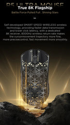 ATTACK SHARK R5 ULTRA Wireless Gaming Mouse – 8K Polling Rate, PAW3950MAX Sensor, 42,000 DPI, Carbon Fiber Ultra-Light, Pro Esports Edition