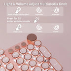 EWEADN V20 Punk Typewriter Mechanical Gaming Keyboard – 104 Keys, Round Keycaps, LED White Backlight, Key-Wire Separation Design