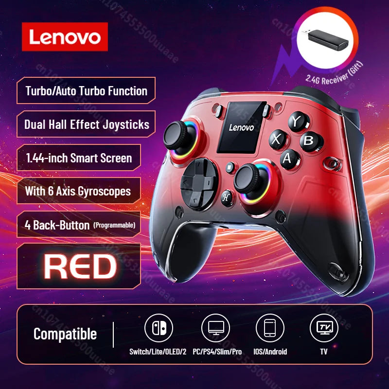 Lenovo X01 1.44inch Smart Screen Wireless Controller 3 Modes for Switch PS4 IOS Android PC TV Programmable Back-Button Gamepad
