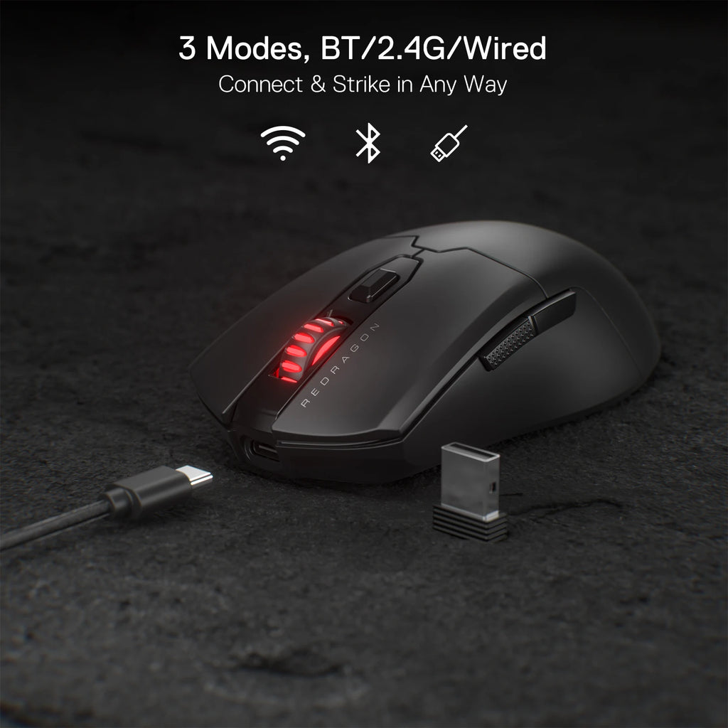 Redragon M995 PRO Wireless Gaming Mouse – 26,000 DPI Wired/Wireless Gamer Mouse, Bluetooth & 2.4G Wireless