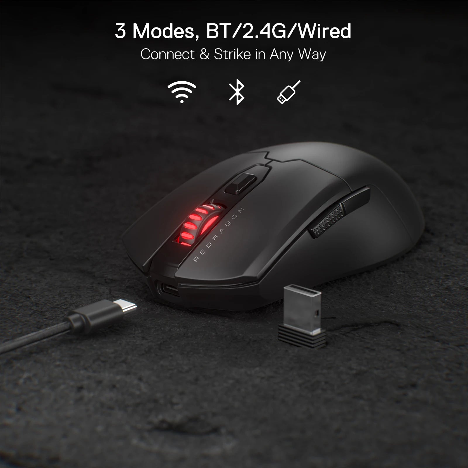 Redragon M995 PRO Wireless Gaming Mouse – 26,000 DPI Wired/Wireless Gamer Mouse, Bluetooth & 2.4G Wireless
