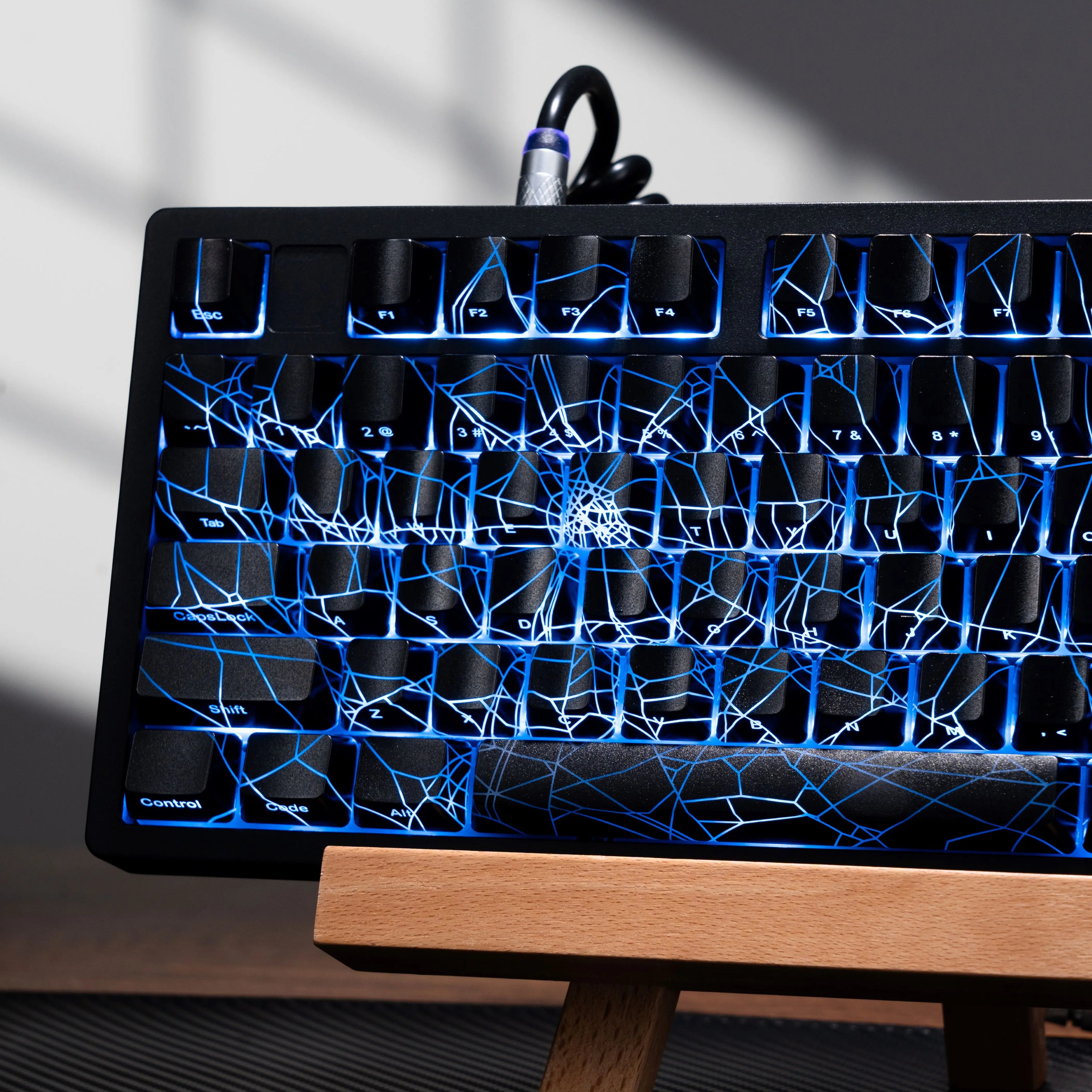 XVX Spider Web Keycaps – OEM Profile, Shine-Through IMD-Tech Keycap Set, 118 Keys, Black Backlight (Keycaps Only)