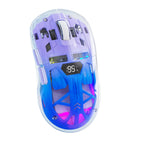 FreeWolf A2 Transparent RGB Wireless Gaming Mouse – Battery Display, Bluetooth & 2.4G, PixArt PAW3212 Sensor